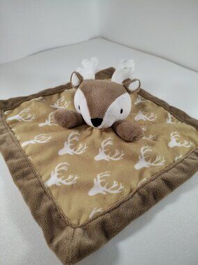 Levtex Baby Deer Fawn Lovey Plush Buck Brown White Security Blanket